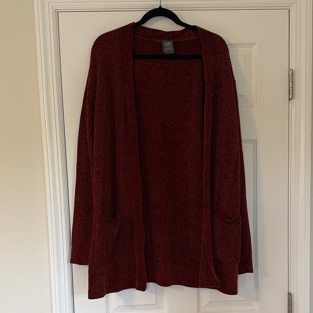 Cozy Open-Front Women's Cardigan Sweater - Rust
